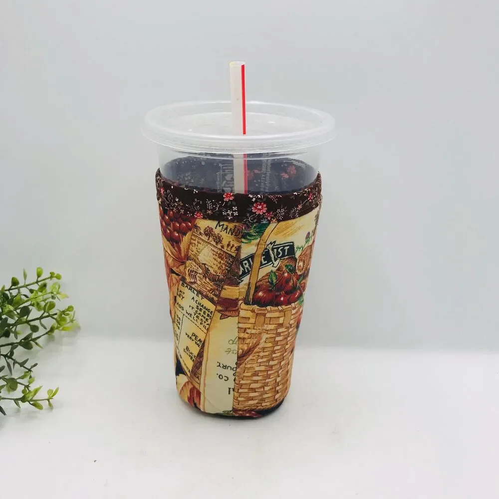 Drink Coozie w Handle Hot or Iced Drinks Cozy Insulated Vintage Ephemera
